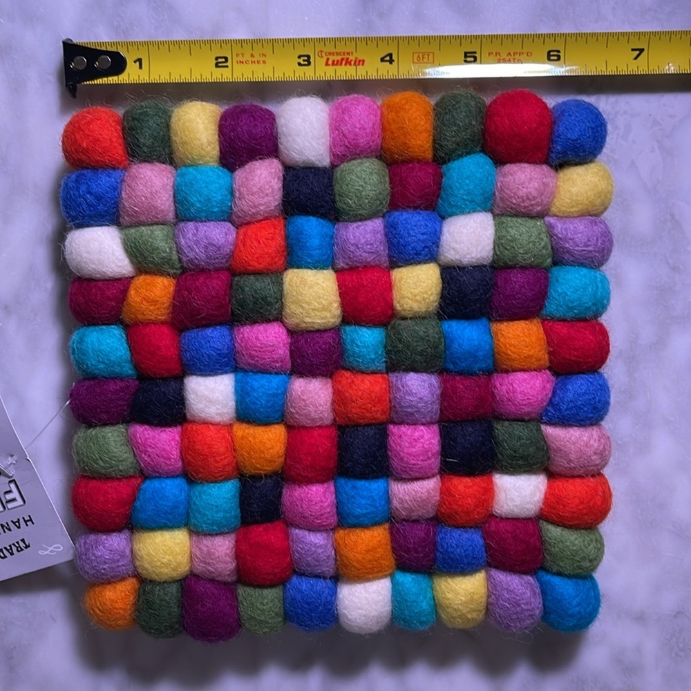 Trader Joe’s Handcrafted Felted Wool Trivet -NWT,never used,whimsical multicolor - Picture 9 of 12